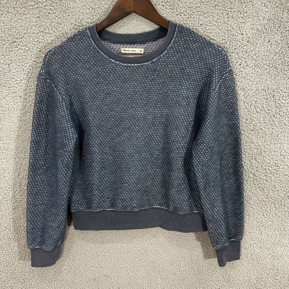 Marine Layer Sweaters - Marine Layer sweater womens XS blue birdseye print cropped crewneck pullover